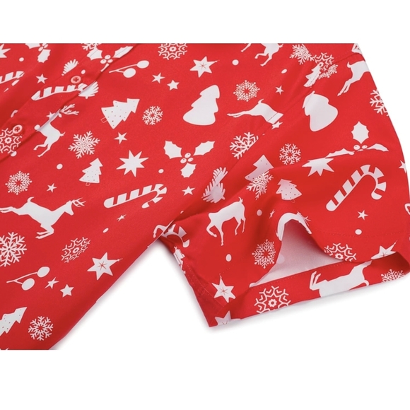 Christmas Hawaiian Button Down Shirt for Men Xmas Santa Printed - Picture 5 of 8